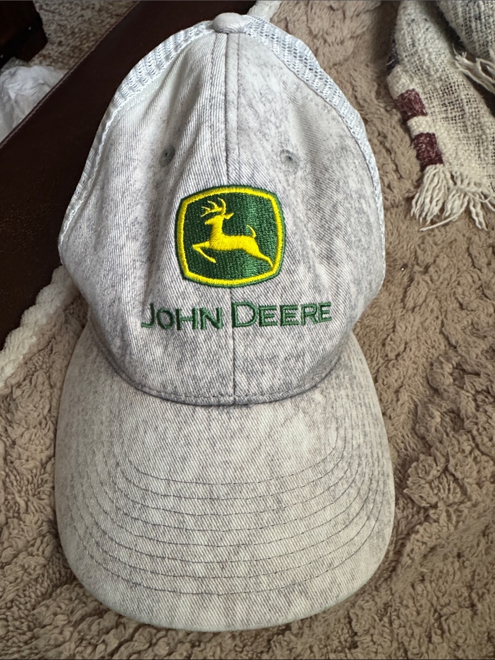 John Deere Gray Baseball Cap with Green & Yellow Logo
